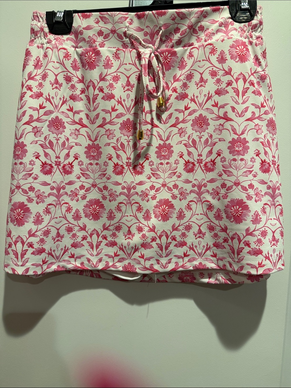 Women's Pink Floral Skort - Drawstring Casual Skort